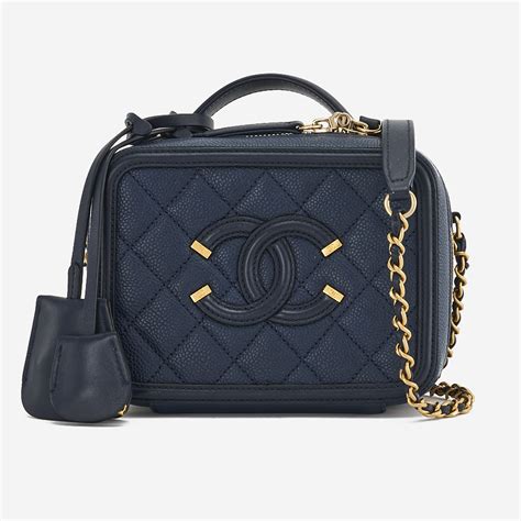 chanel vanity case blue|Chanel vanity case vintage.